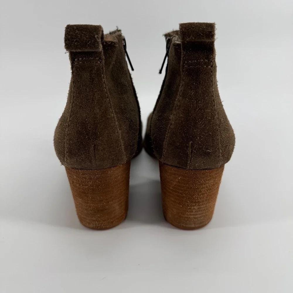 Madewell Women's 9 Brown Suede Ankle Boots‎ Stacked Block Heel Side Zip